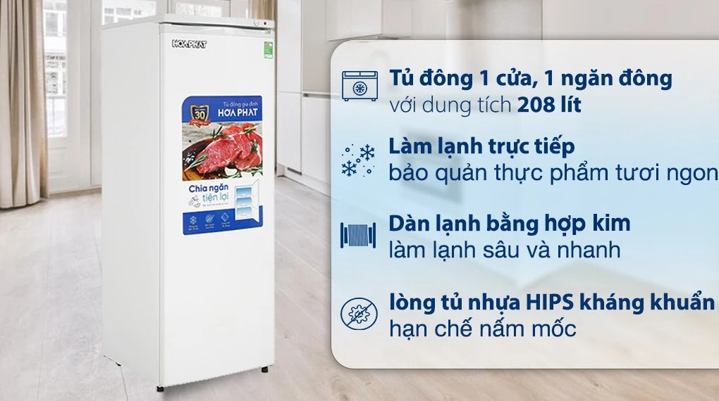 Tủ bảo quản Hòa Phát dạng đứng 208 lít HPF-UAH6208